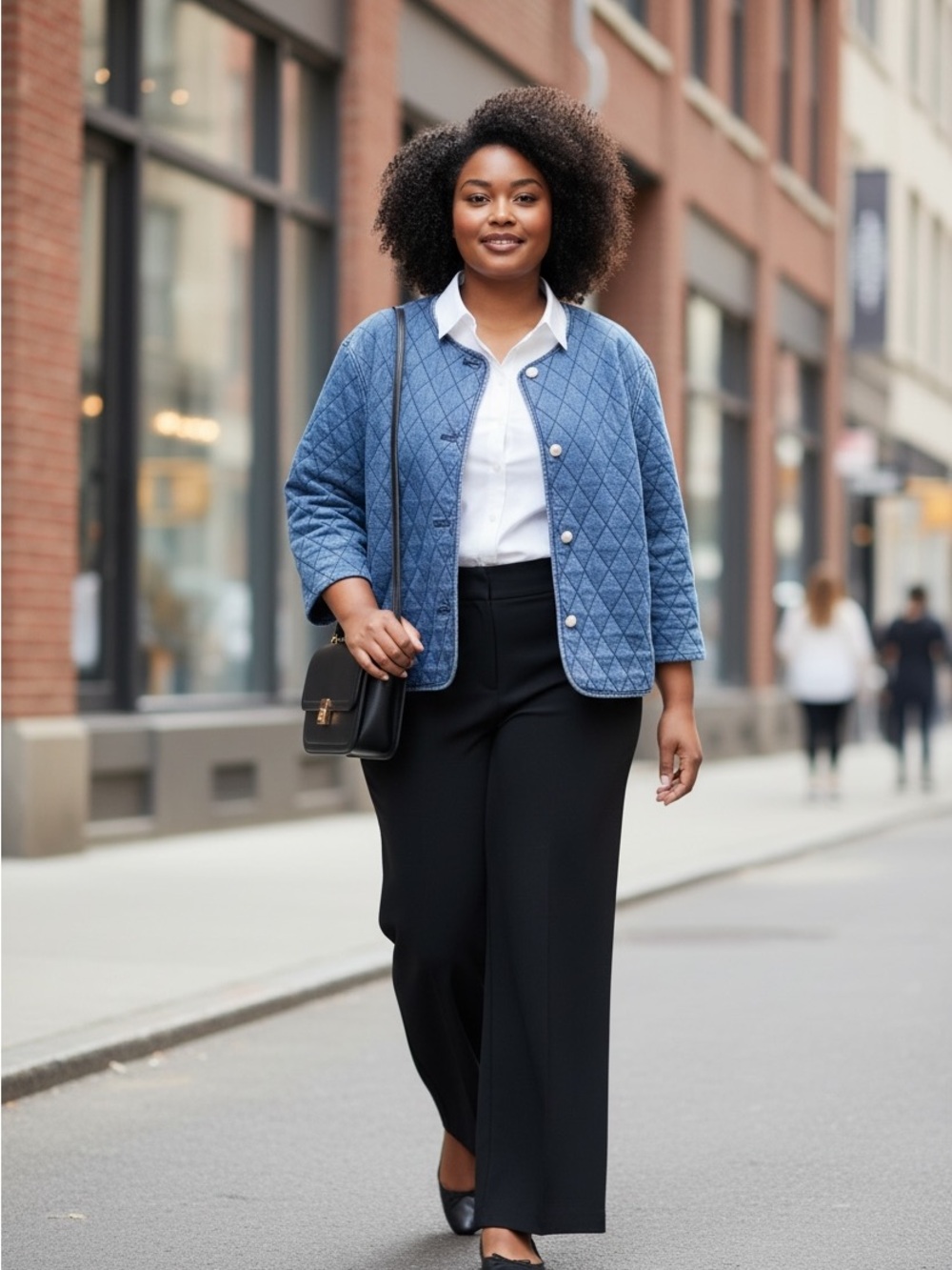 Kate Spade Quilted Denim Pearl Button-Front Jacket